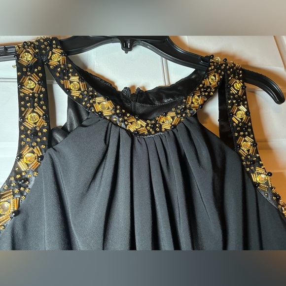 Decode Woman’s Beaded Black Evening Gown Size 4 NWT Gold Rhinestone Sequins - Picture 9 of 12